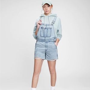 NWT Gap Denim Distressed Shortalls With Washwell
